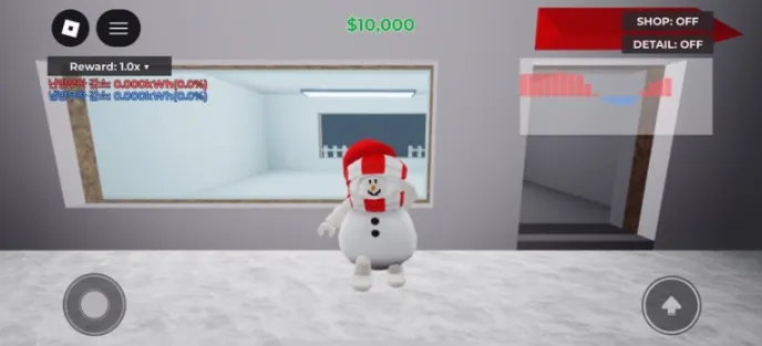 My building energy game on Roblox, with live heating and cooling energy readouts